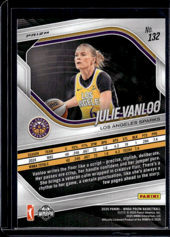 2025 Panini Prizm WNBA #132 Julie Vanloo Orange Ice Prizms