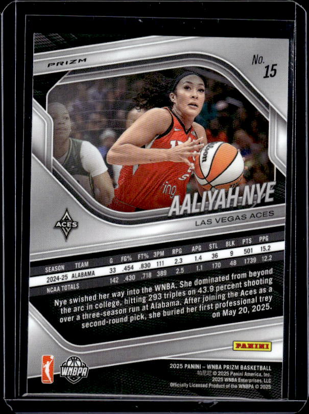 2025 Panini Prizm WNBA #15 Aaliyah Nye Orange Velocity Prizms