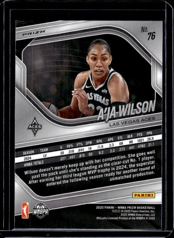 2025 Panini Prizm WNBA #76 A’ja Wilson Ice Orange Prizms