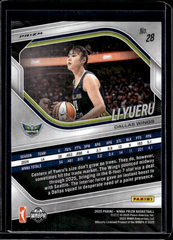 2025 Panini Prizm WNBA #28 Li Yueru Green Prizms