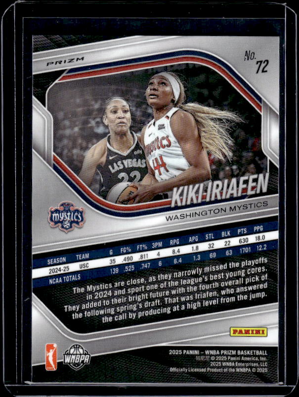 2025 Panini Prizm WNBA #72 Kiki Iriafen Silver Prizms