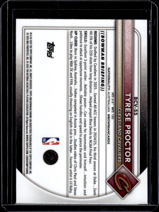 2025-26 Bowman #BCV-55 Tyrese Proctor Chrome Reptilian Refractors