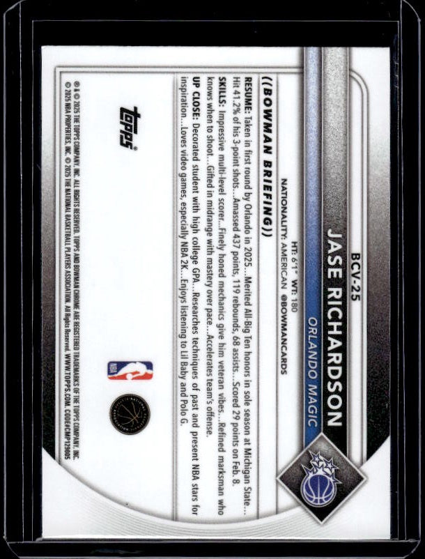 2025-26 Bowman #BCV-25 Jase Richardson Chrome