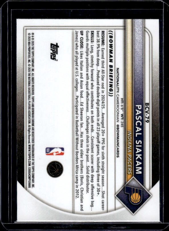 2025-26 Bowman #BCV-79 Pascal Siakam Chrome Reptilian Refractors