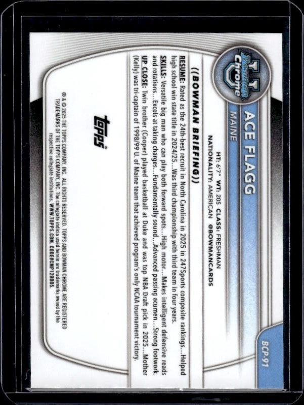 2025-26 Bowman #BCP-91 Ace Flagg Chrome Prospects