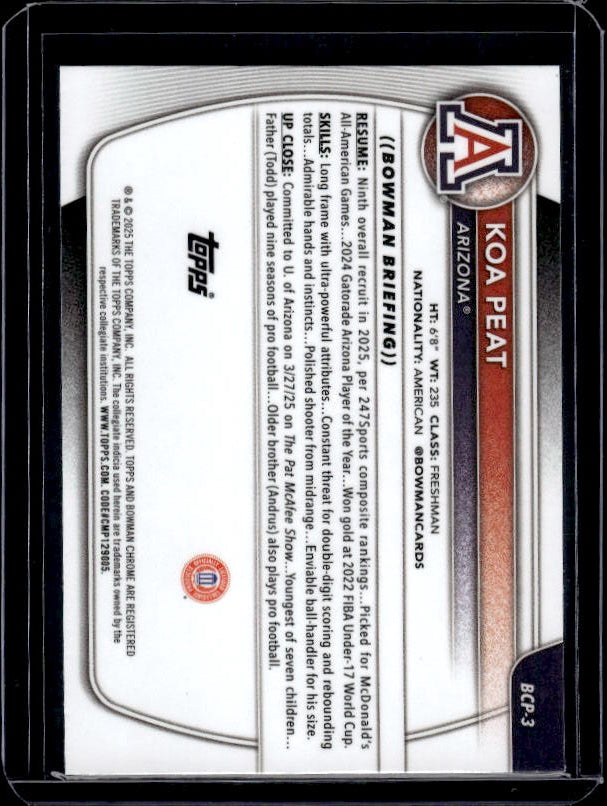 2025-26 Bowman #BCP-3 Koa Peat Chrome Prospects