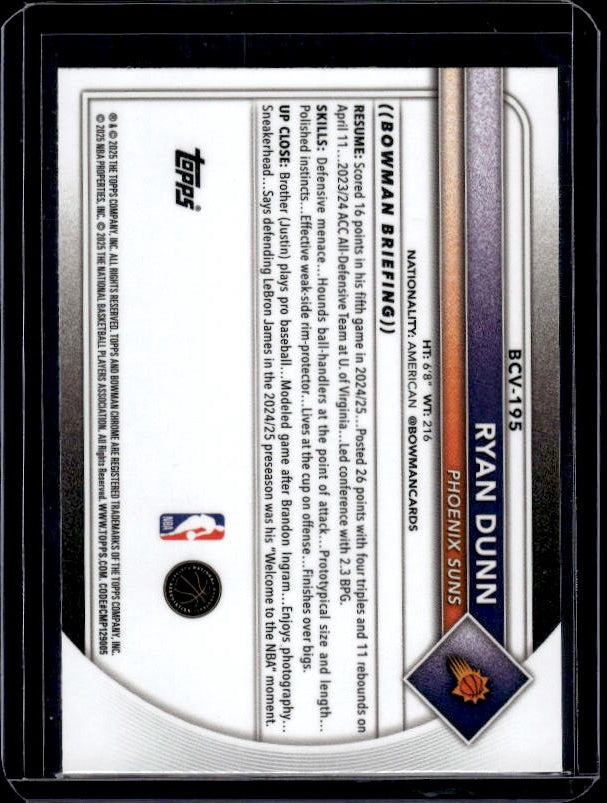 2025-26 Bowman #BCV-195 Ryan Dunn Chrome