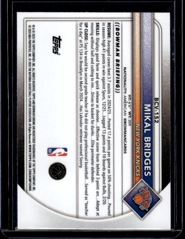 2025-26 Bowman #BCV-152 Mikal Bridges Chrome