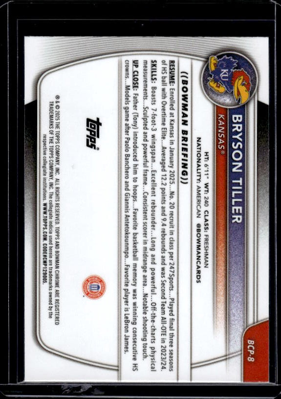 2025-26 Bowman #BCP-8 Bryson Tiller Chrome Prospects Mojo Refractor