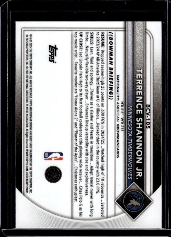 2025-26 Bowman #BCV-105 Terrence Shannon Jr. Chrome Mojo Refractors