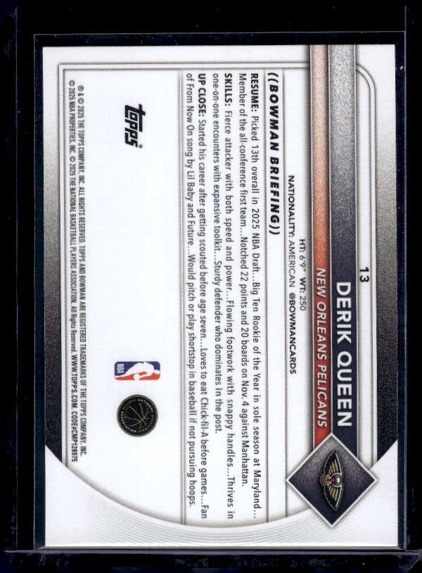 2025-26 Bowman #13 Derik Queen