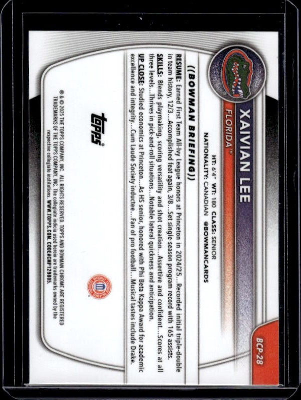 2025-26 Bowman #BCP-28 Xaivian Lee Chrome Prospects