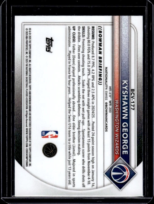 2025-26 Bowman #BCV-177 Kyshawn George Chrome Reptilian Refractors