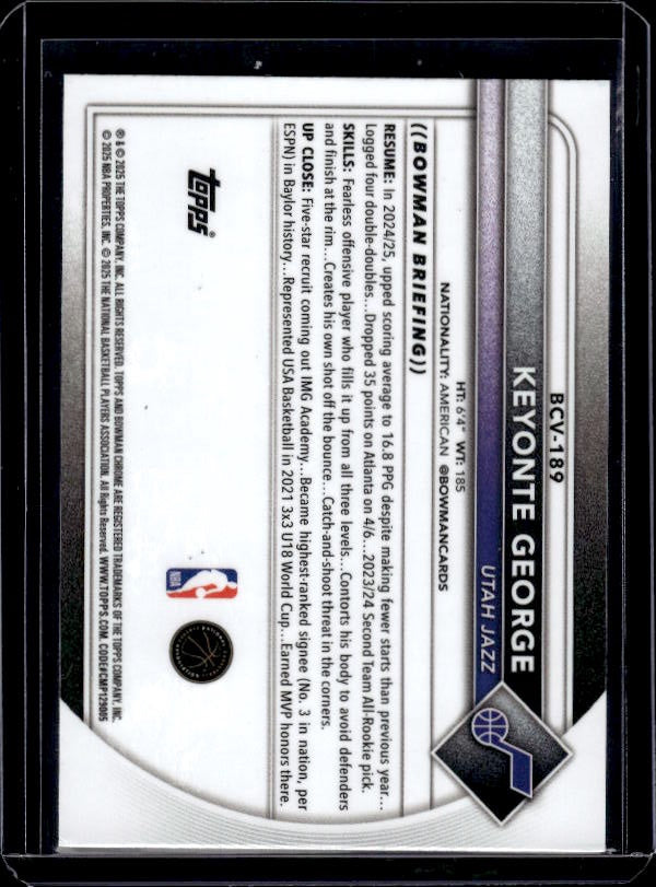 2025-26 Bowman #BCV-189 Keyonte George Chrome