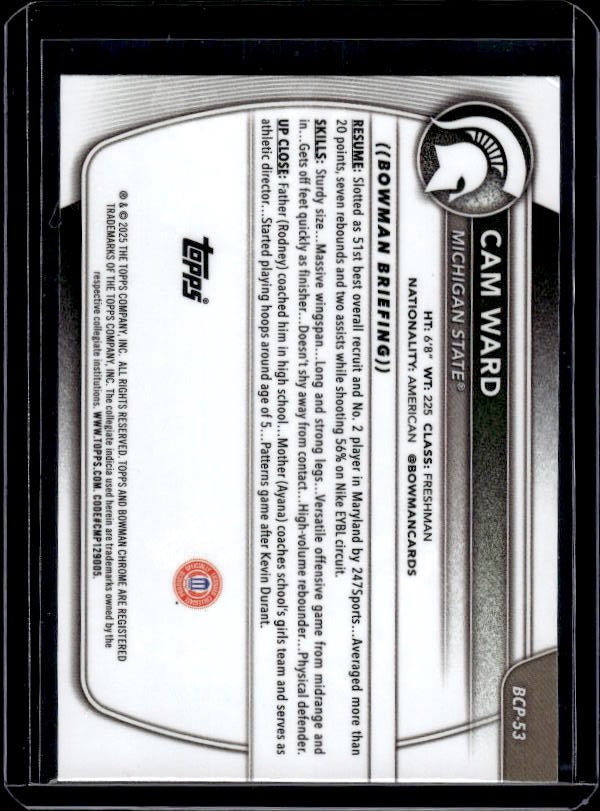 2025-26 Bowman #BPP-53 Cam Ward Prospects