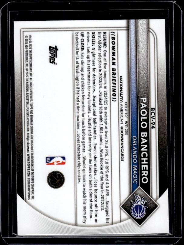2025-26 Bowman #BCV-94 Paolo Banchero Chrome