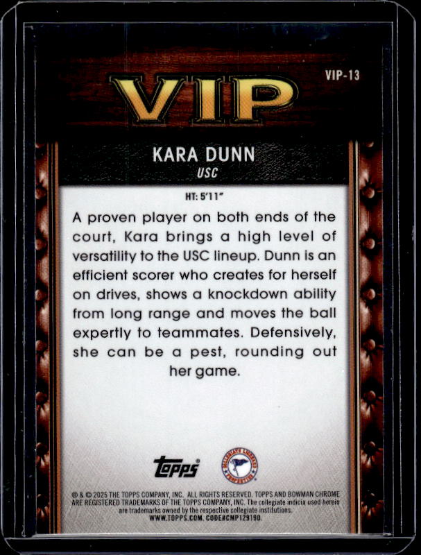 2025-26 Bowman #VIP-13 Kara Dunn Very Important Prospects