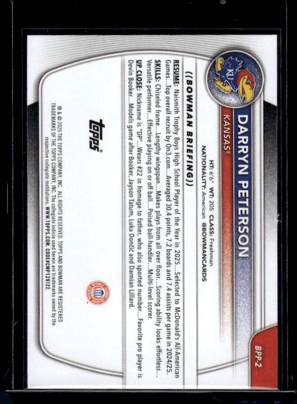 2025-26 Bowman #BPP-2 Darryn Peterson Prospects