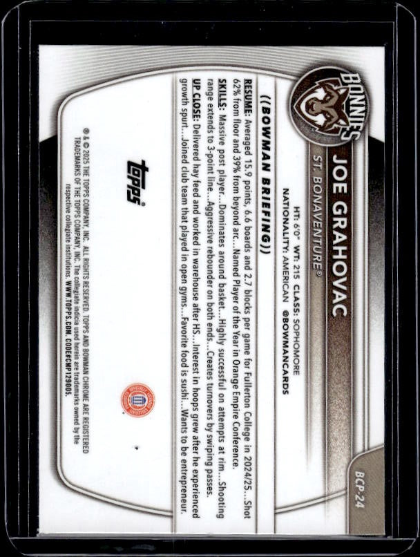 2025-26 Bowman #BCP-24 Joe Grahovac Chrome Prospects