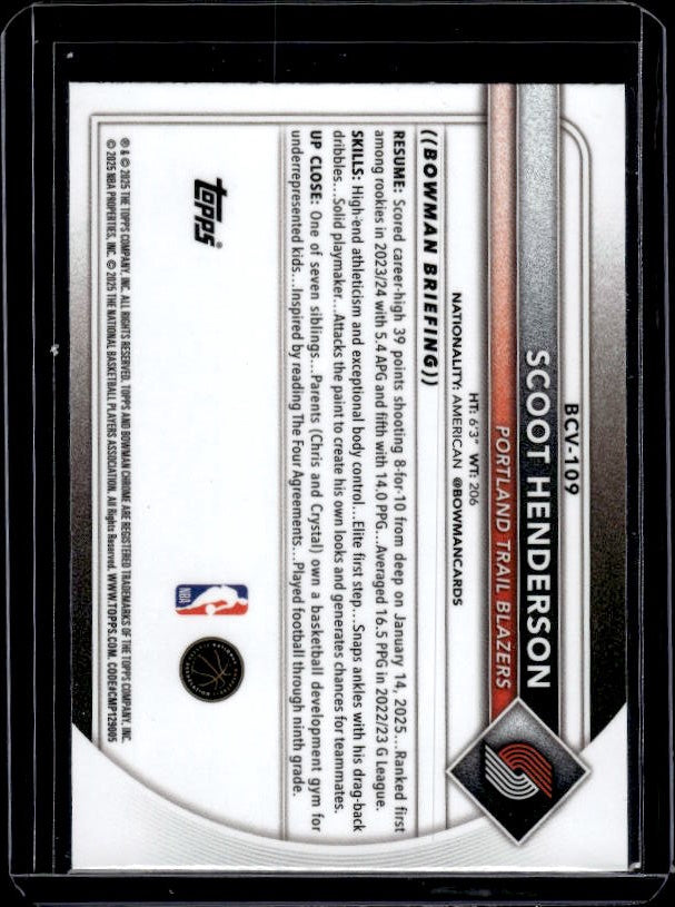 2025-26 Bowman #BCV-109 Scoot Henderson Chrome