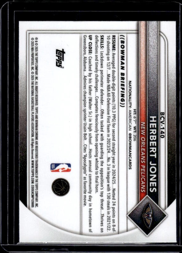 2025-26 Bowman #BCV-140 Herbert Jones Chrome