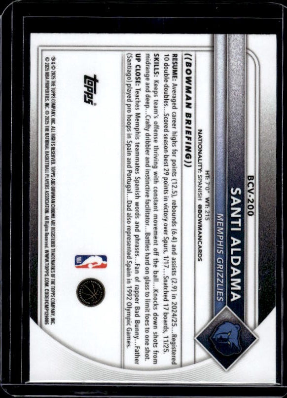 2025-26 Bowman #BCV-200 Santi Aldama Chrome