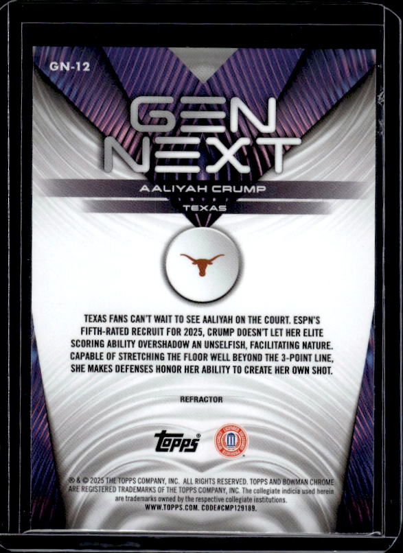 2025-26 Bowman #GN-12 Aaliyah Crump Gen Next