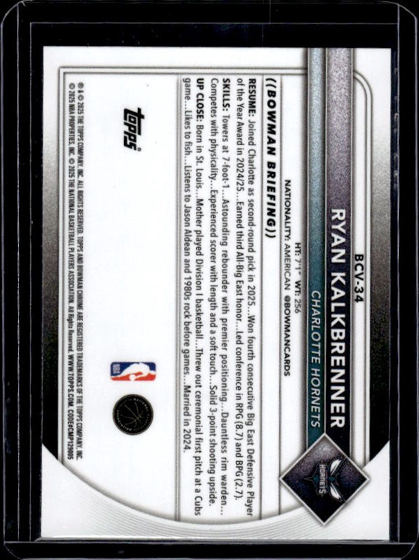 2025-26 Bowman #BCV-34 Ryan Kalkbrenner Chrome