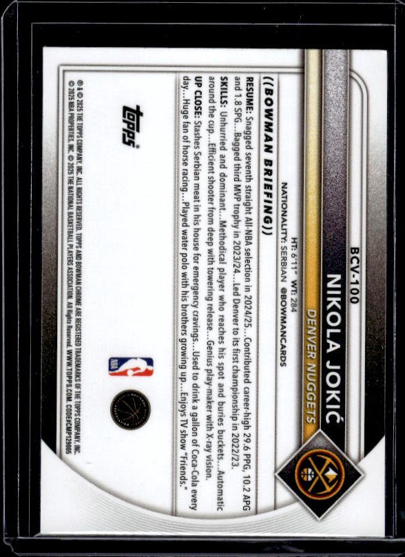 2025-26 Bowman #BCV-100 Nikola Jokić Chrome