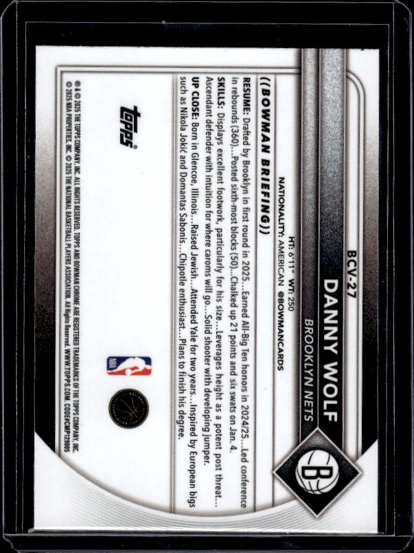 2025-26 Bowman #BCV-27 Danny Wolf Chrome Reptilian Refractors