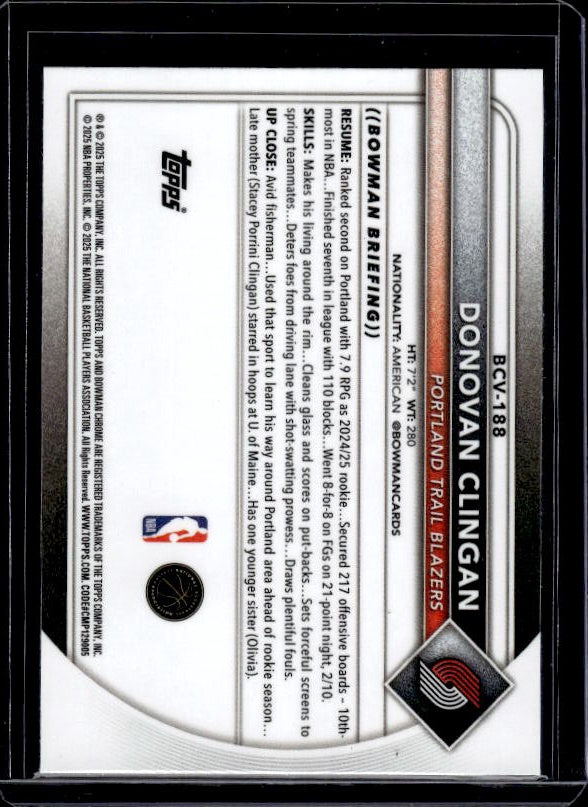 2025-26 Bowman #BCV-188 Donovan Clingan Chrome