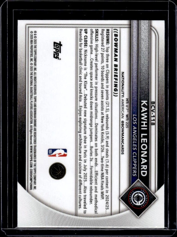 2025-26 Bowman #118 Kawhi Leonard