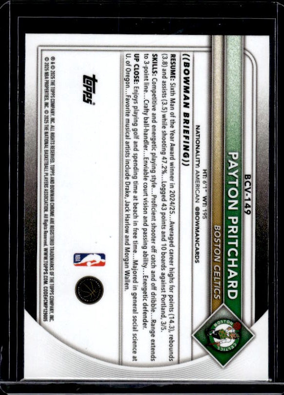 2025-26 Bowman #BCV-149 Payton Pritchard Chrome