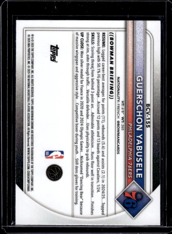2025-26 Bowman #BCV-155 Guerschon Yabusele Chrome Purple Refractors #/250
