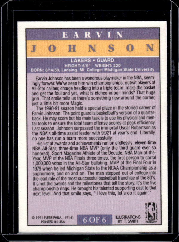 1991-92 Fleer #6 Earvin Johnson Pro-Visions