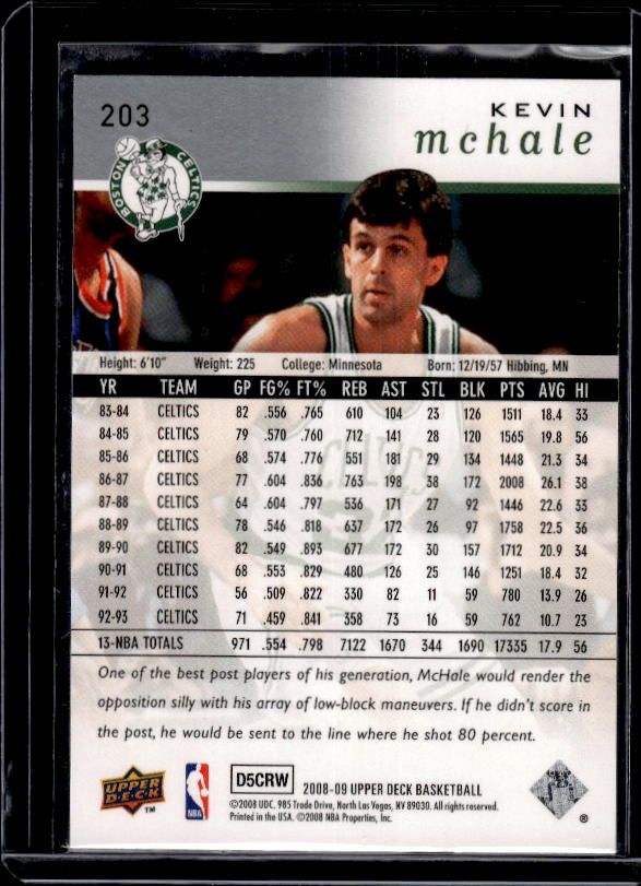 2008-09 Upper Deck #203 Kevin McHale