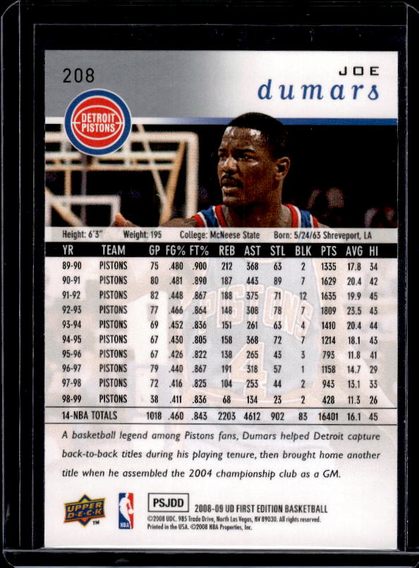 2008-09 Upper Deck First Edition #208 Joe Dumars