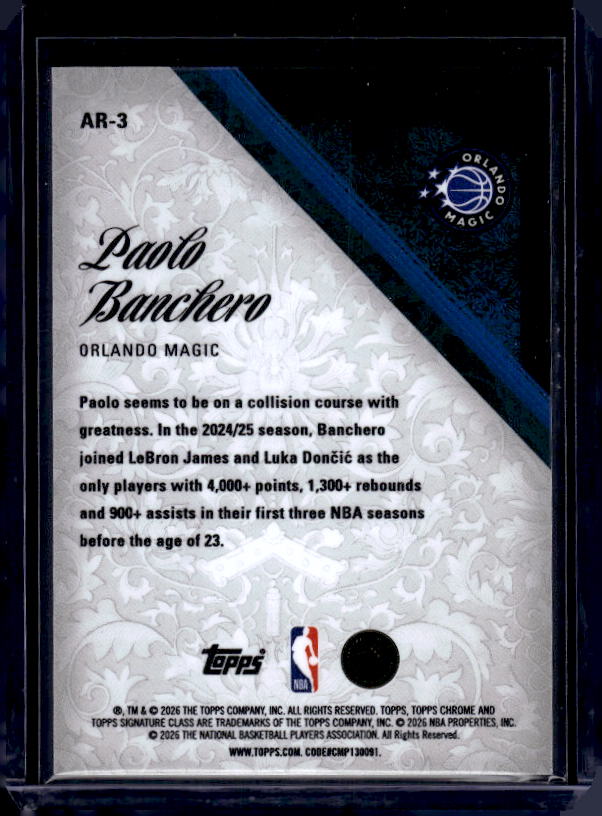 2025-26 Topps Signature Class #AR-3 Paolo Banchero Aristocrats