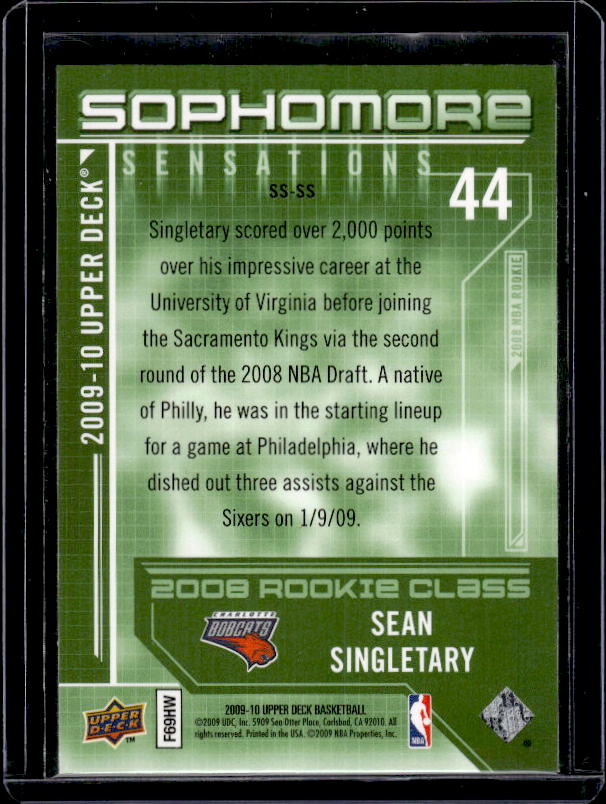 2009-10 Upper Deck #SS-SS Sean Singletary Sophomore Sensations