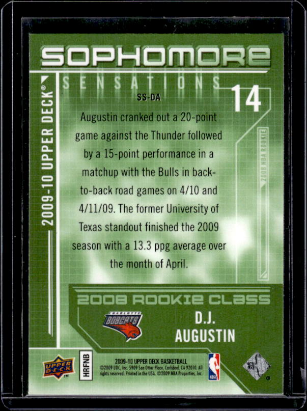 2009-10 Upper Deck #SS-DA D.J. Augustin Sophomore Sensations