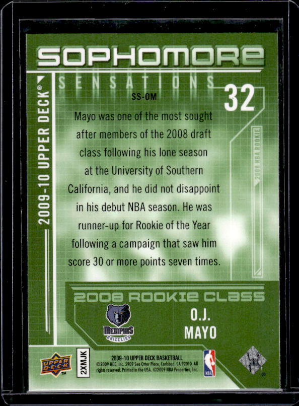 2009-10 Upper Deck #SS-OM O.J. Mayo Sophomore Sensations