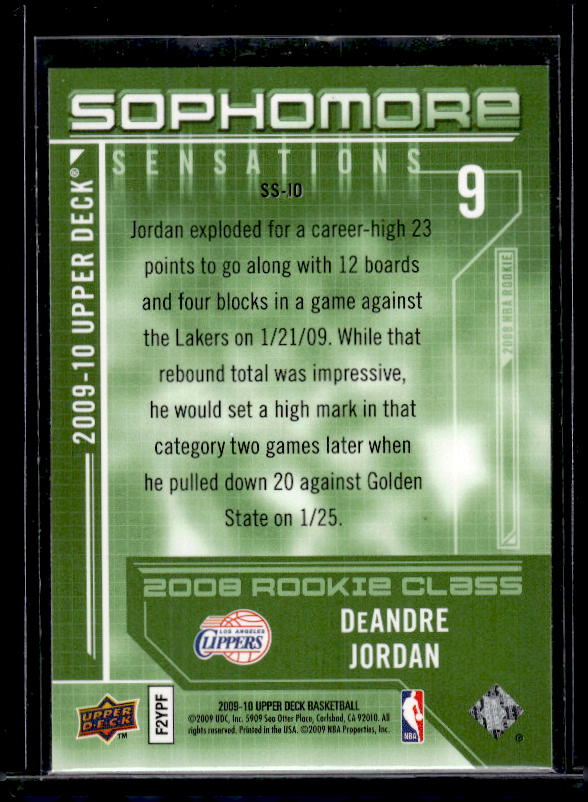 2009-10 Upper Deck #SS-JO DeAndre Jordan Sophomore Sensations