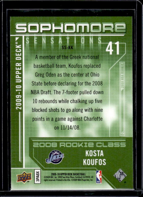 2009-10 Upper Deck #SS-KK Kosta Koufos Sophomore Sensations
