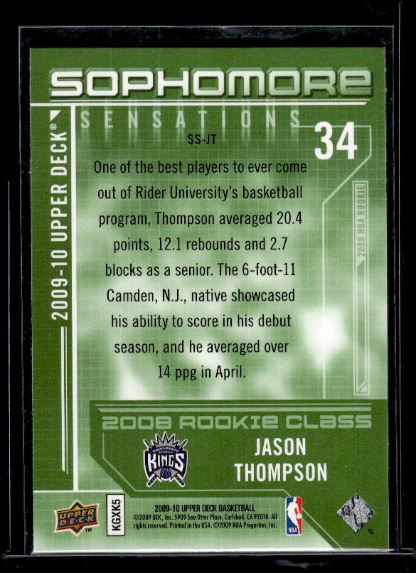2009-10 Upper Deck #SS-JT Jason Thompson Sophomore Sensations
