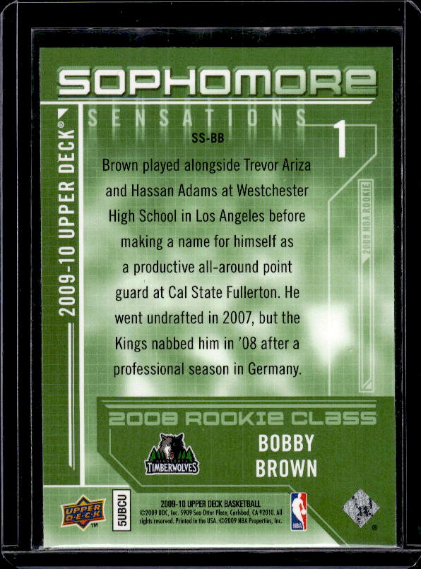 2009-10 Upper Deck #SS-BB Bobby Brown Sophomore Sensations
