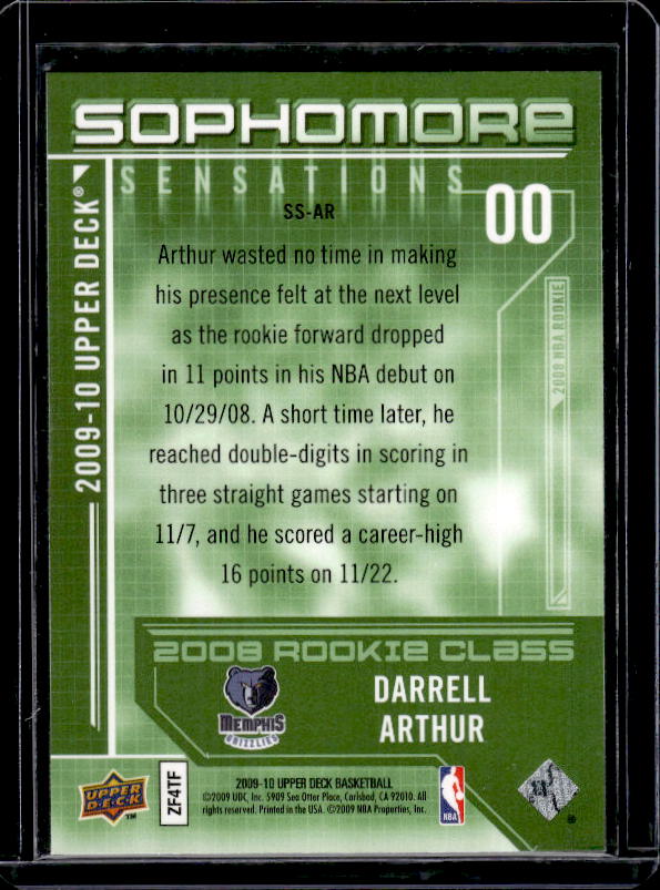 2009-10 Upper Deck #SS-AR Darrell Arthur Sophomore Sensations