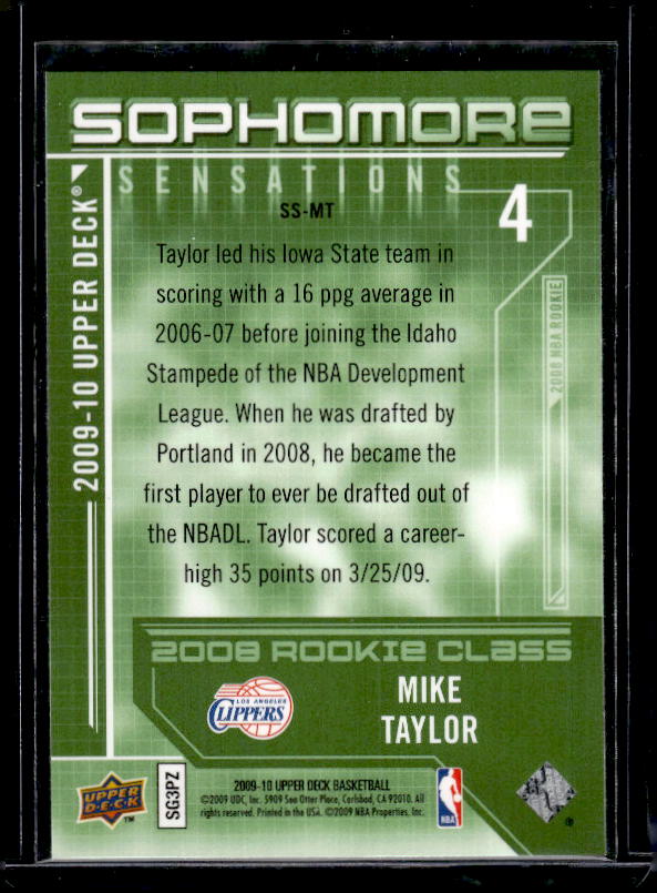 2009-10 Upper Deck #SS-MT Mike Taylor Sophomore Sensations