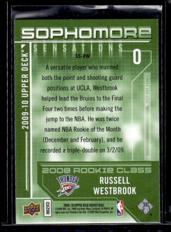 2009-10 Upper Deck #SS-RW Russell Westbrook Sophomore Sensations