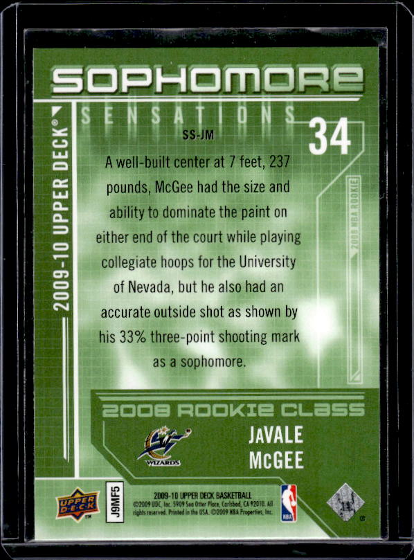 2009-10 Upper Deck #SS-JM Javale McGee Sophomore Sensations