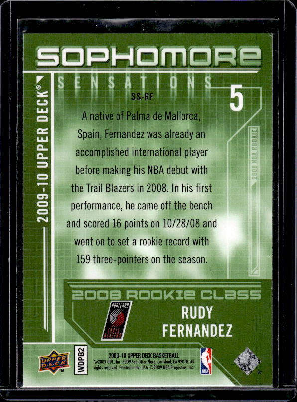 2009-10 Upper Deck #SS-RF Rudy Fernandez Sophomore Sensations
